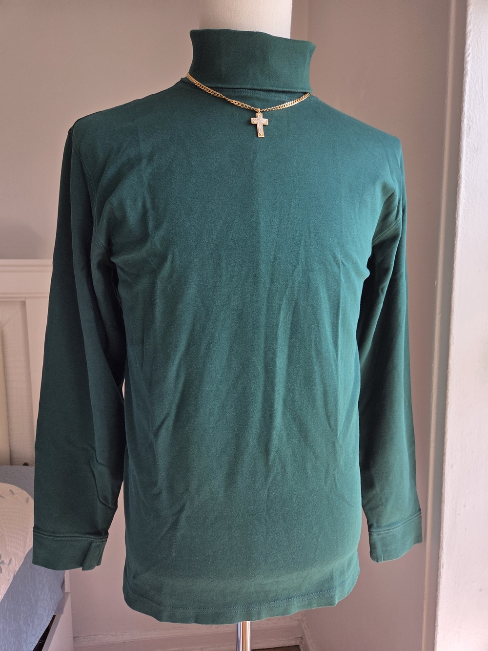 L.L. Bean Men's Deep Green Turtleneck Long-Sleeve Shirt